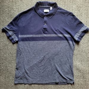 Lacoste men's polo shirt size XL 6 navy blue striped slim fit short sleeve D